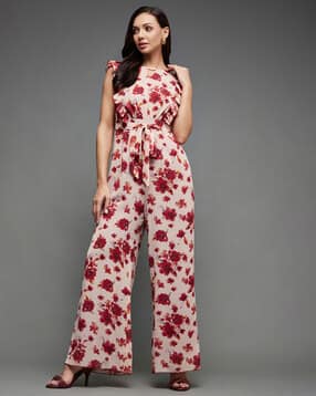miss chase Floral Print Jumpsuit with Waist Tie-Up-picture-41