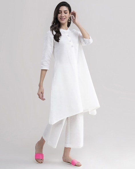 Rayon Anarkali Kurti Long Dupatta Black White Kurta Flared Gown Bollywood  Suits | eBay