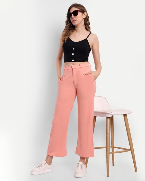 Coral Pink Pants - Pleated Wide-Leg Pants - High Waisted Pants - Lulus