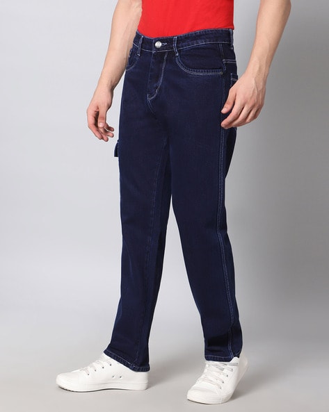 Buy Carbon Black Baggy-Fit Cargo Denim Jeans Online