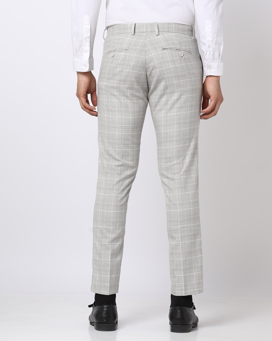 Slim Fit Check Suit Trousers | boohoo