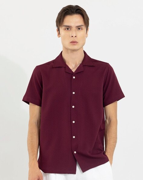 burgundy polo button down