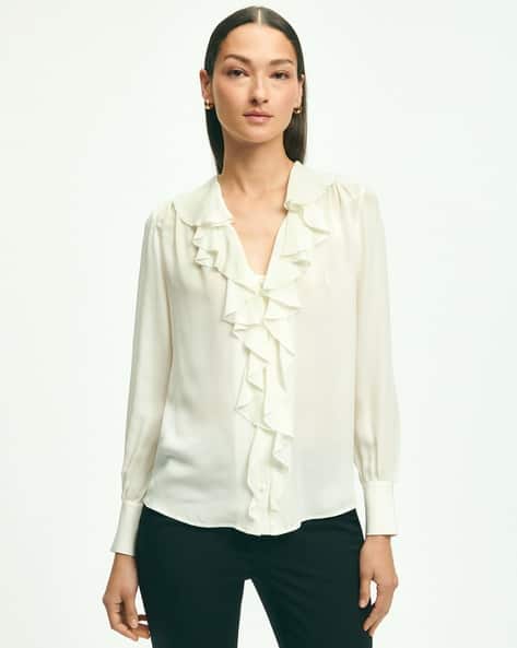 Buy BROOKS BROTHERS Classic Ruffled Full Sleeve Blouse White