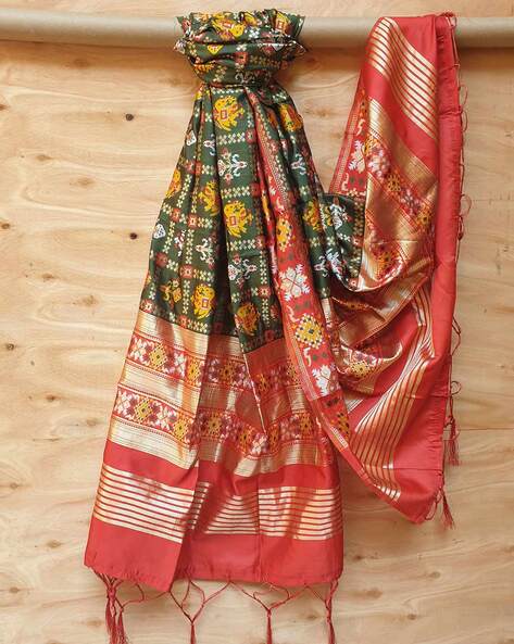 Patola Pattern Woven Dupatta with Tassels Price in India