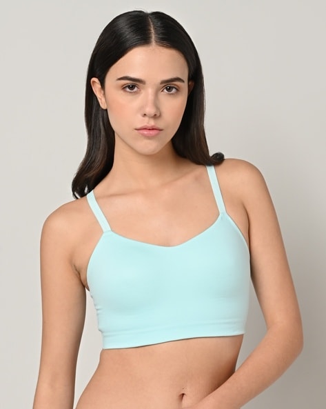Plt Green Padded Seamless Ruched Sports Bra