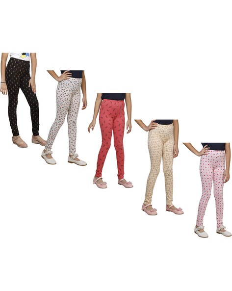 Pack of 4 Polka-Dot Leggings with Elasticated Waistband