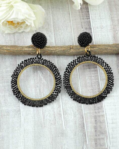 Black Onyx Bead and Brass Coin Dangle Earrings - Golden Coin in Midnight |  NOVICA