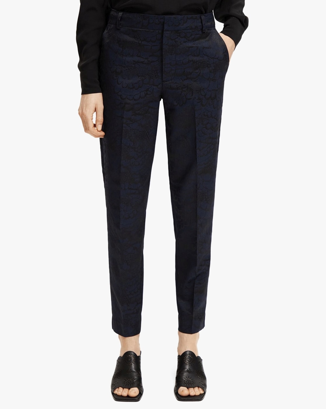 Whistles Lucie Cigarette Wool Blend Trousers, Black at John Lewis & Partners