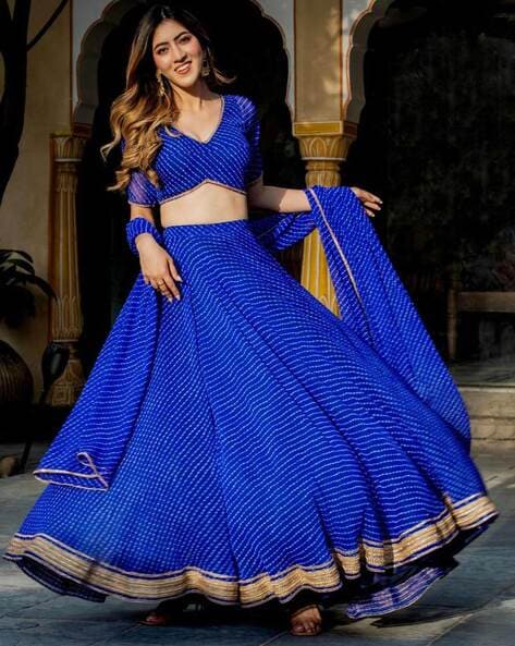 Royal blue lehenga deals online shopping