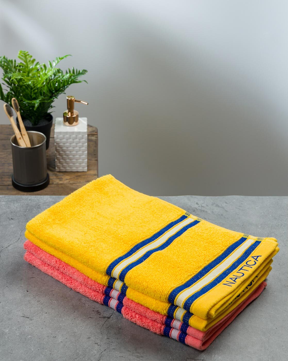 Yellow striped best sale bath towels