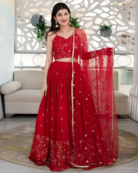 Designer Embroidery Work Party Wear Red Lehenga For Girls – TheDesignerSaree-thephaco.com.vn