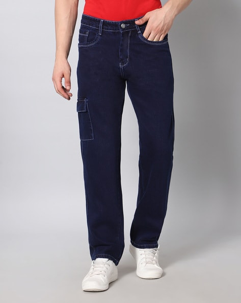 Mens Plus Size 6XL Elastic Waist Cargo Jeans Loose Fit Denim Joggers In  Blue, Casual Streetwear Pants From Happy_snow, $37.77 | DHgate.Com