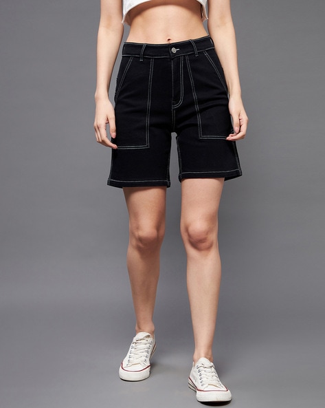 Buy online Women Navy Blue Denim Shorts from Skirts & Shorts for Women by  Angelfab for ₹689 at 51% off | 2024 Limeroad.com