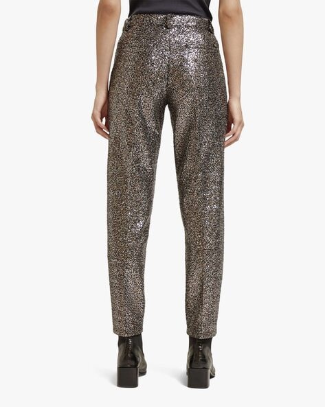 Silver Sequin High Waist Wide Leg Trousers | New Look