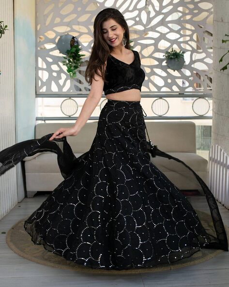 Sabyasachi Designer Black Lehenga Choli With Paper Mirror & Thread Work  Wedding Lehenga Choli Party Wear Lehenga Choli for Girls Indian Wear - Etsy