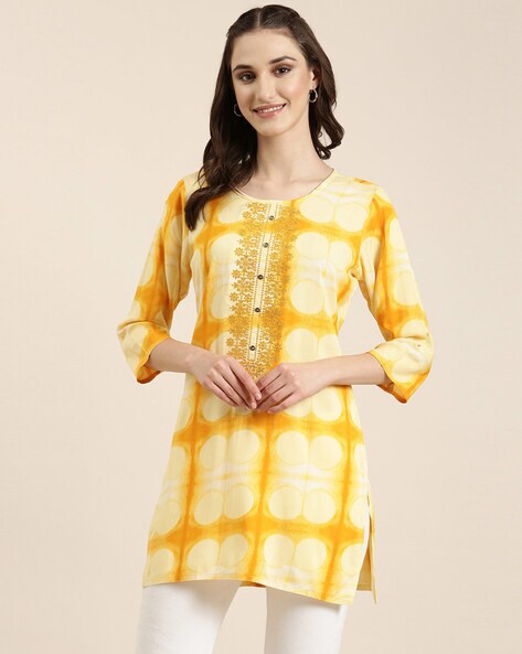 Yellow colour kurtis on sale online