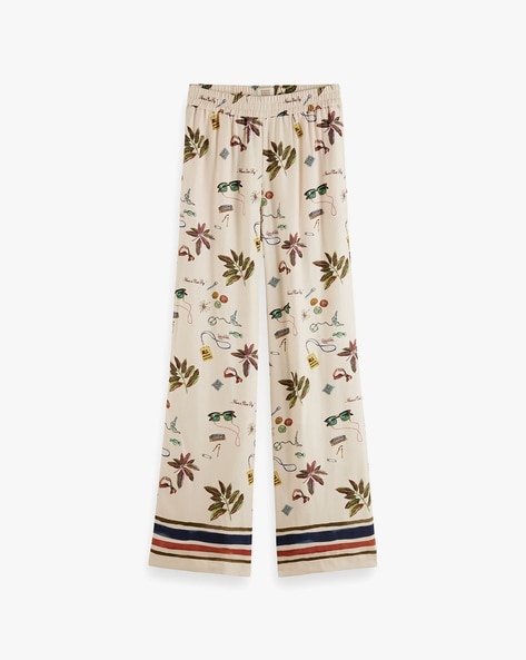 Scotch & Soda GIA MID RISE WIDE LEG PRINTED TROUSERS - Trousers - cherry  pie/multi-coloured - Zalando.de