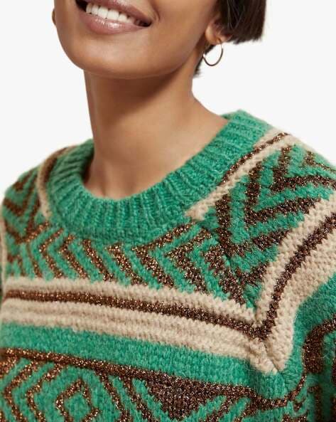 Metallic fair isle outlet sweater