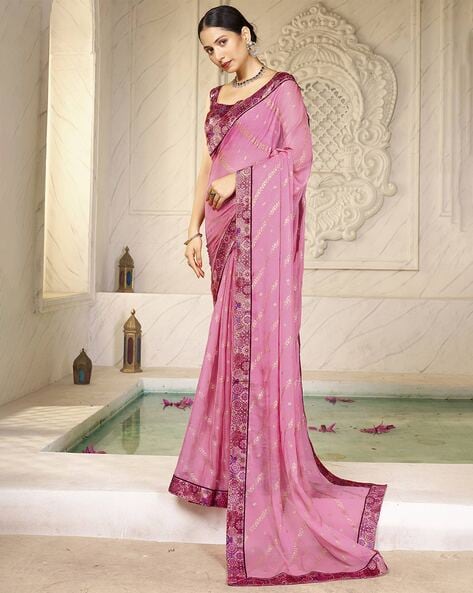 Buy Pink Sarees for Women by Ri-wah Online