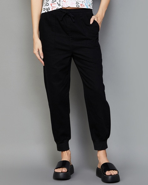 Buy KASSUALLY Black Loose Fit Joggers online
