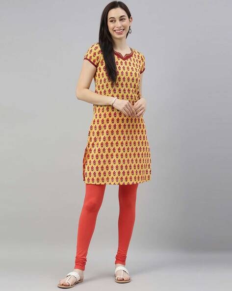 Buy Coral Orange Leggings for Women by Twin Birds Online