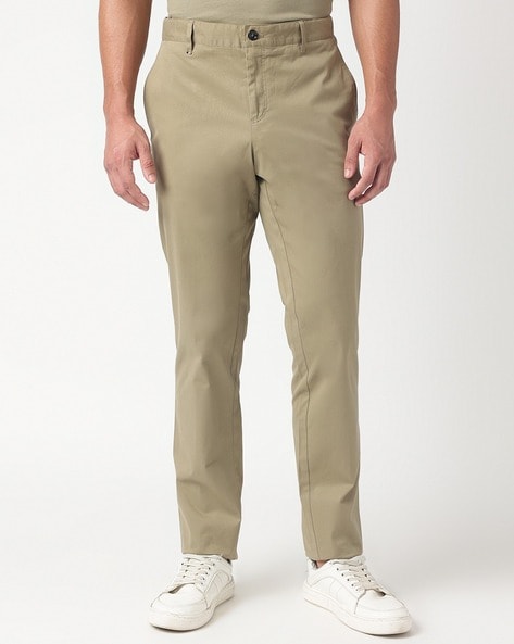 BOSS - Regular-fit trousers in two-tone stretch-cotton twill