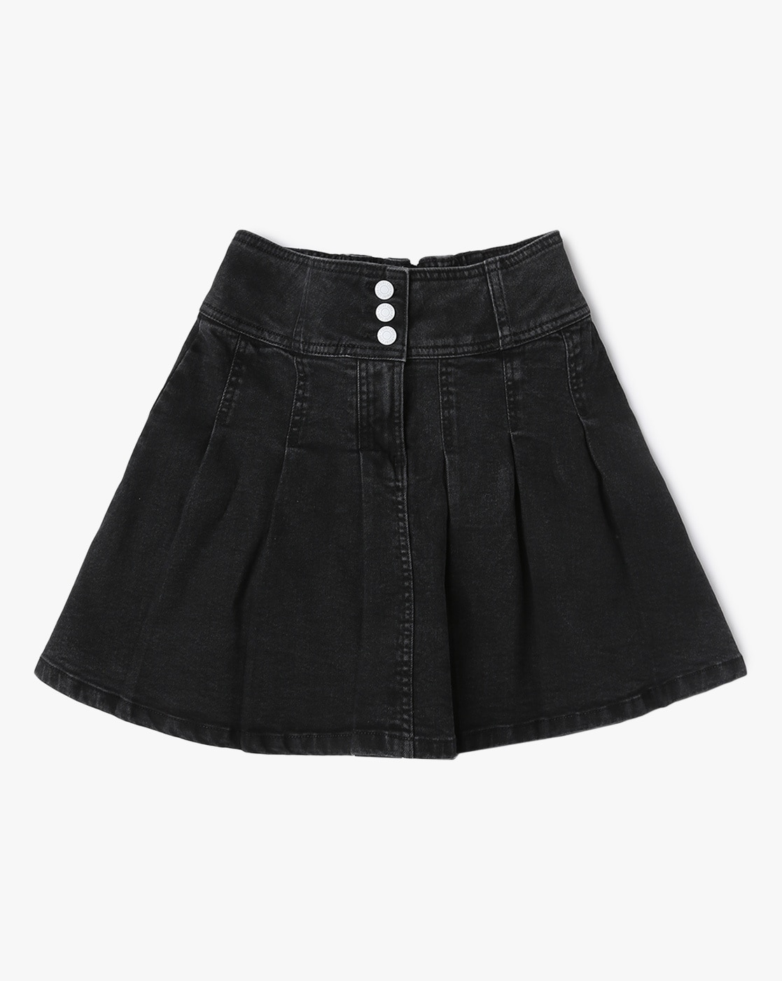Janeve Midi Skirt - Front Split Denim Skirt in Black Acid Wash | Showpo
