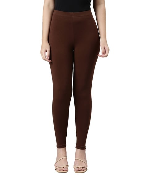 Buy Go Colors Women Solid Light Maroon Ankle Length Legging online