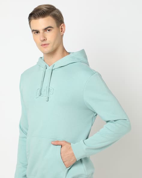 Brand Embossed Hoodie with Kangaroo Pocket