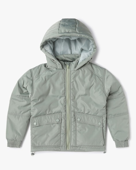 Zip-Front Hooded Puffer Jacket