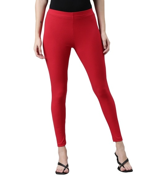 Buy Dark Red Leggings for Women by GO COLORS Online
