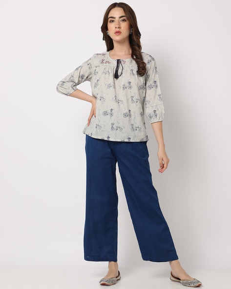 Pleated Palazzos with Insert Pocket Price in India