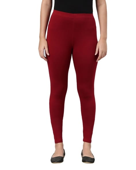 Buy GO COLORS Red Womens Solid Mid Rise Jeggings