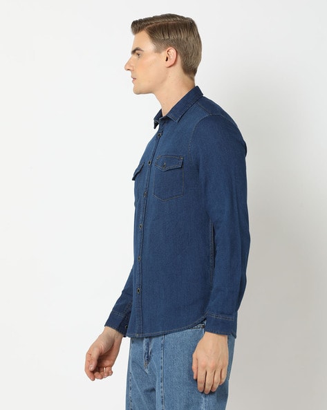 Pepe Jeans blue washed denim shirt - G3-MCS11964 | G3fashion.com