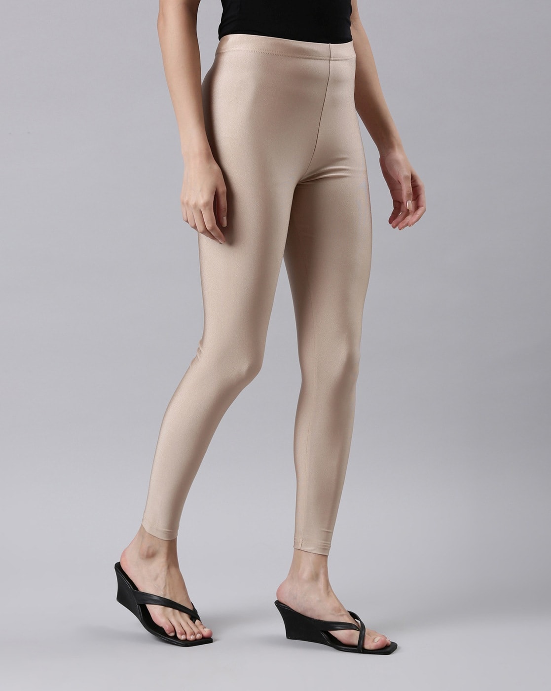 Buy Go Colors Cream Metallic Pattern Leggings for Women Online @ Tata CLiQ