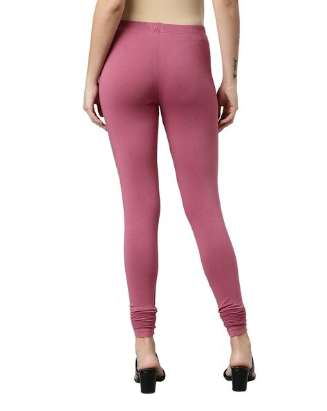 Buy Go Colors Women Solid Dark Rose Slim Fit Ankle Length Leggings - Tall  Online
