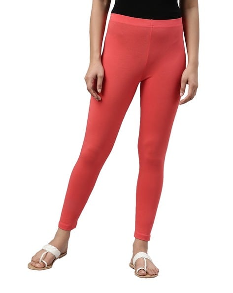 Buy Go Colors Women Solid Color Ankle Length Legging - Bright Red Online -  Lulu Hypermarket India