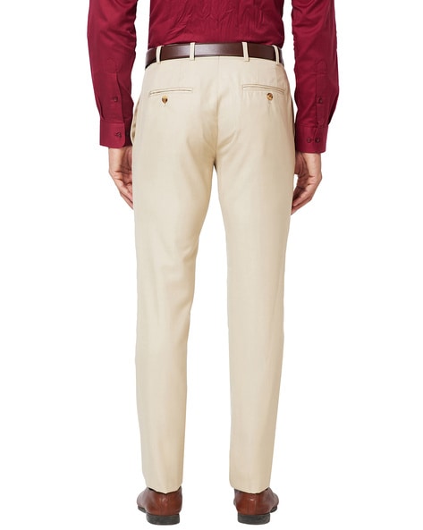 Buy Raymond Blue Slim Fit Self Design Flat Front Trousers for Men's Online  @ Tata CLiQ