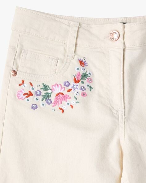 White 2025 embroidered jeans