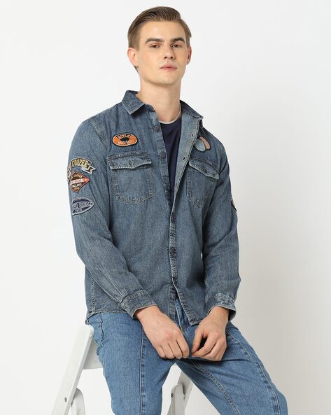 Buy Lee Cooper Solid Denim Jacket with Collar and Pockets Online for Boys |  Centrepoint UAE