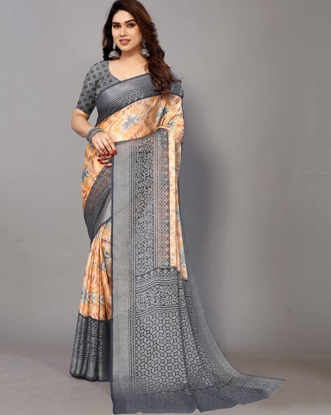 Brown Chiffon Saree – RG's Cashmere