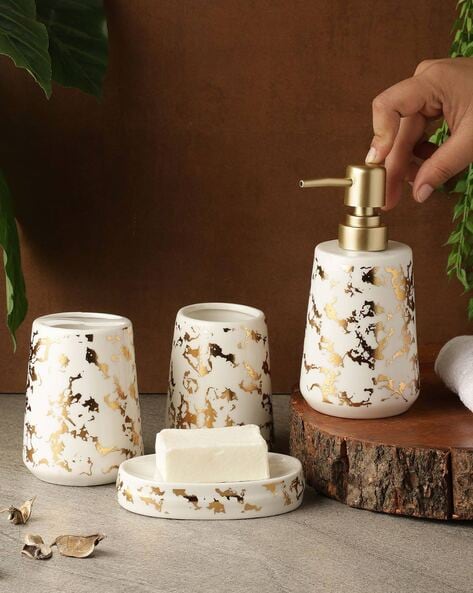 Buy Gold White Bathroom Accessories for Home Kitchen by The