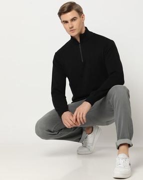 Slim Fit Turtleneck Pullover with Ribbed Hem