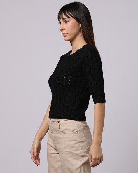 Regular Fit Cable-knit Sweater