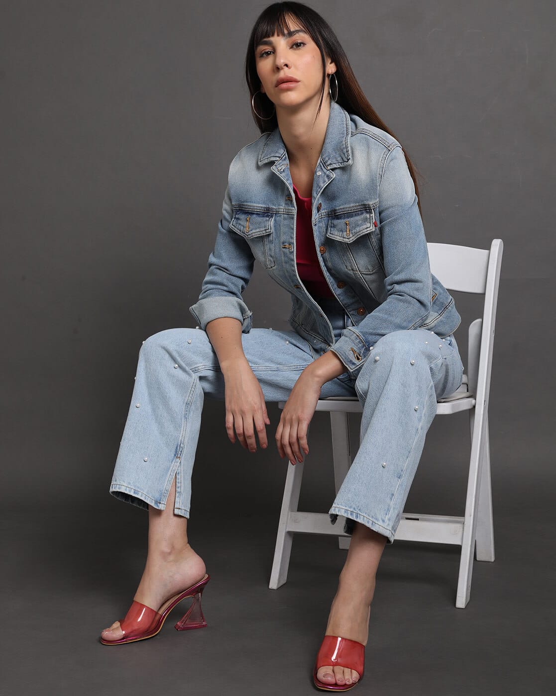 sheller pearl denim pants