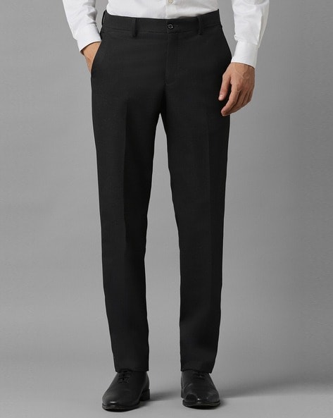 Buy Louis Philippe Men Black Slim Fit Solid Permapress Finest Wrinkle Free Formal  Trousers - Trousers for Men 8295263 | Myntra