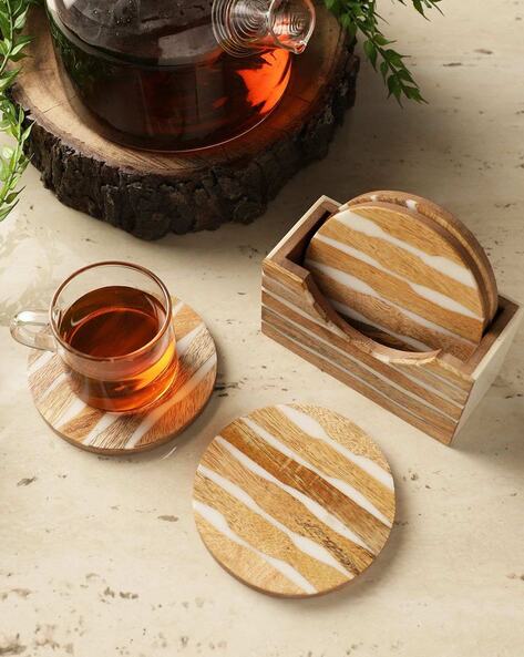 Wood Drink Coaster Coffee Cup, Wood Pads Table Coasters