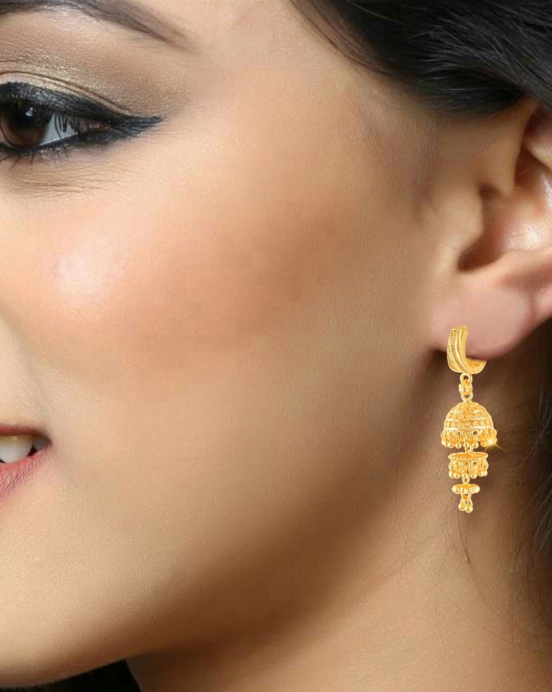 22k Yellow Gold Earrings Jewelry, Double Jhumka Earrings, Wedding Party  Wear Earrings - Etsy