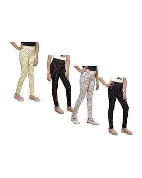 indiweaves Pack of 4 Printed Leggings with Elasticated Waist-picture-26