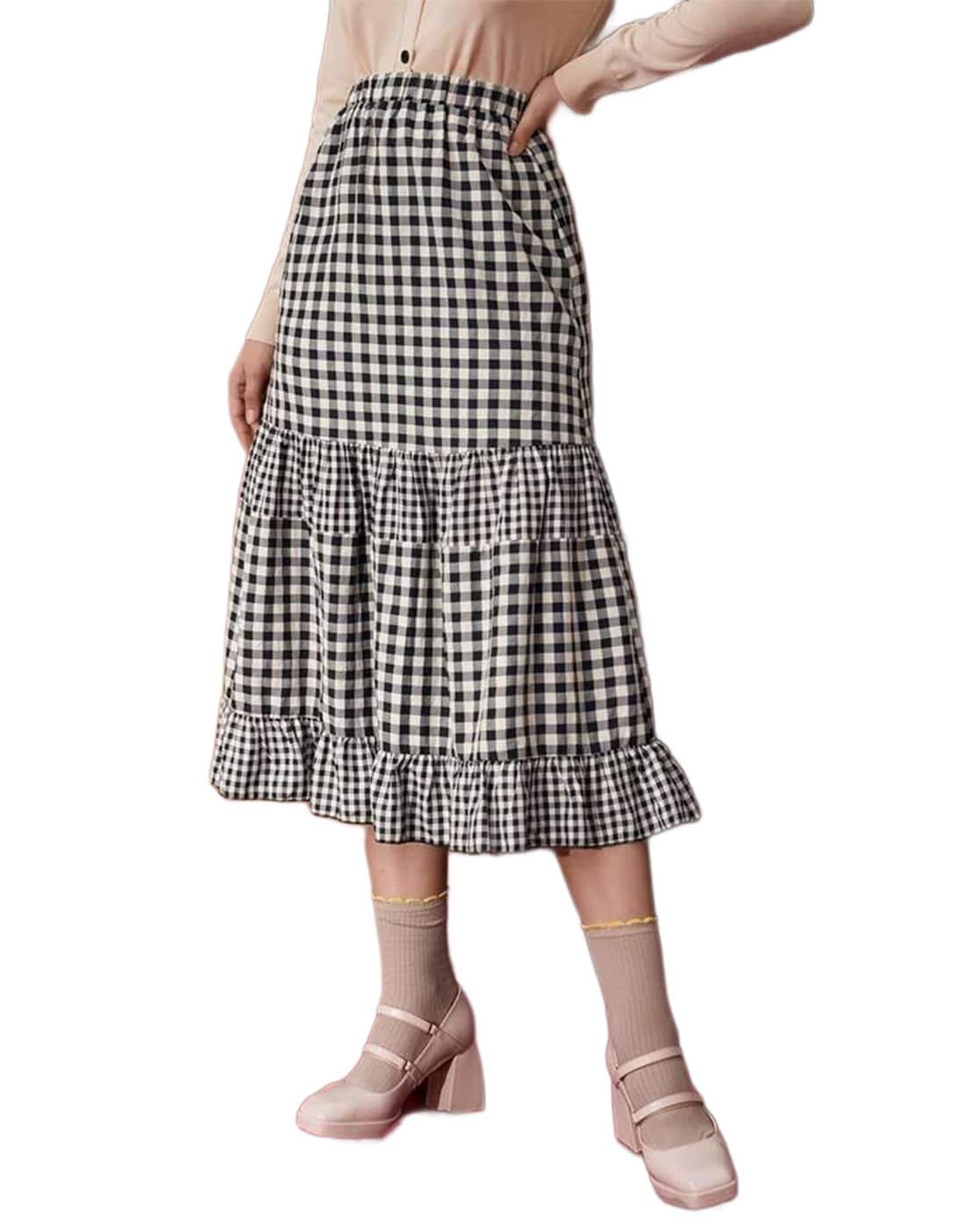 andmarry Coco check pleats skirt BEIGE andmary Coco check pleats